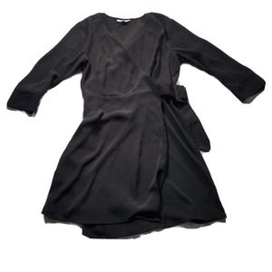 TOPSHOP Wrap Mini Dress Women Size 4 (US) ide Buckle‎ 3/4 Sleeves Black